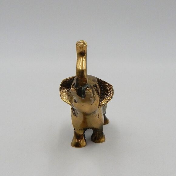 Brass Miniature Elephant Trunk Up 2.5 Inch Tusks Figurine Mini - Picture 2 of 8